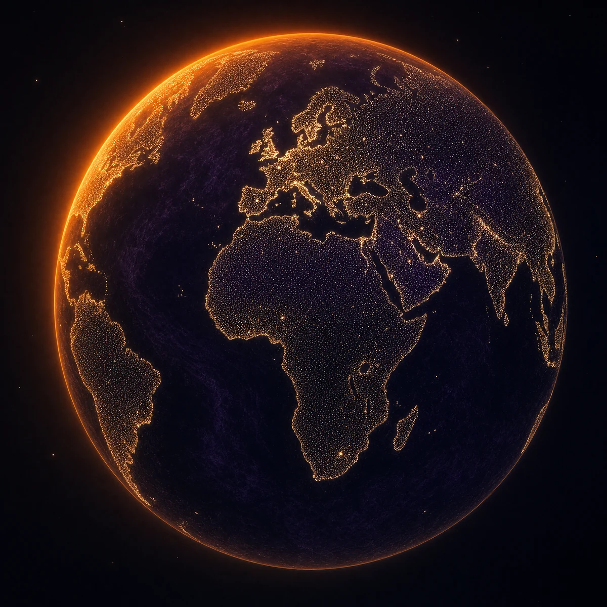 Dotted globe with a blue atmospheric rim